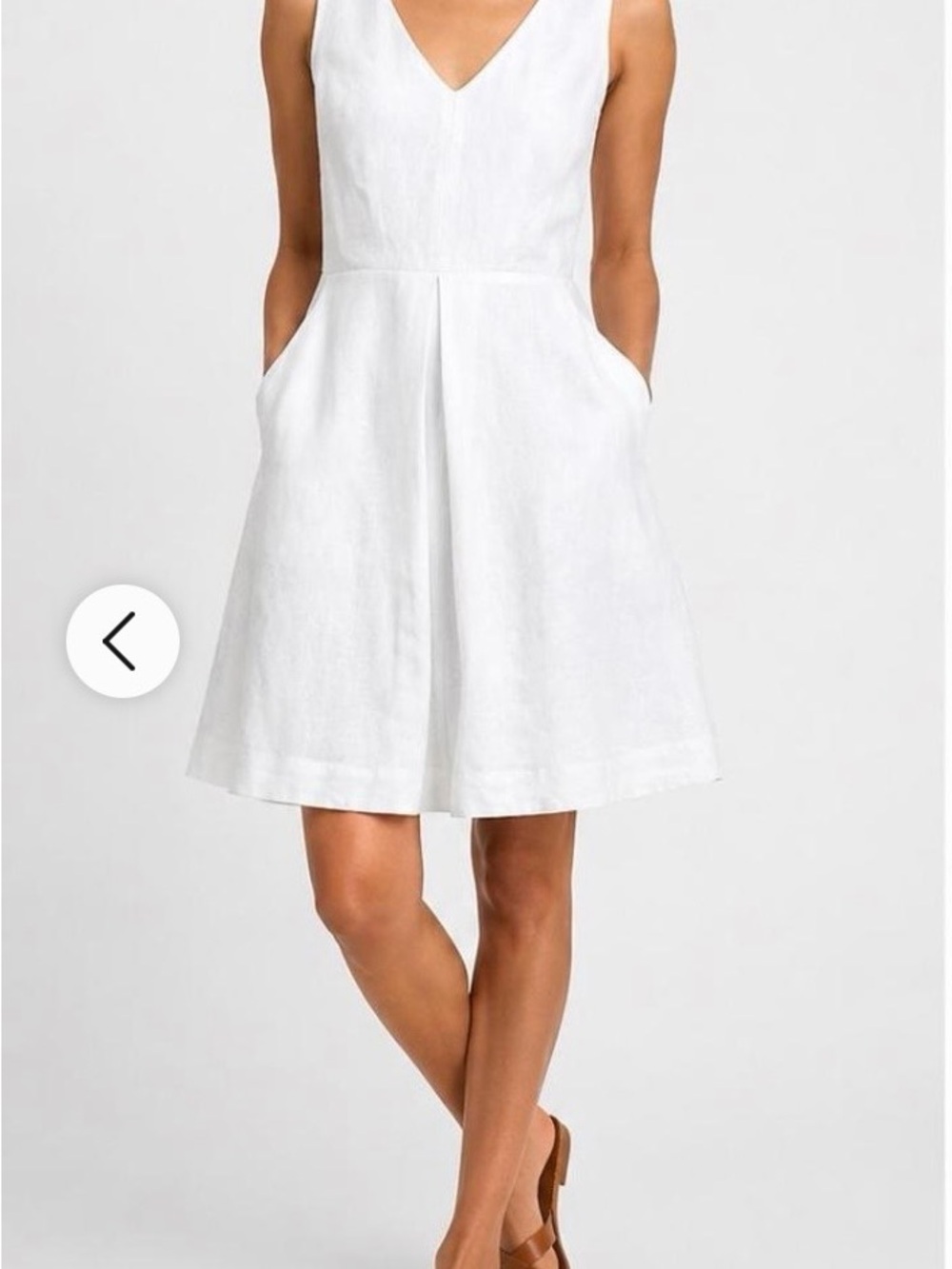 Gap White V-Neck Sleeveless A-Line Dress